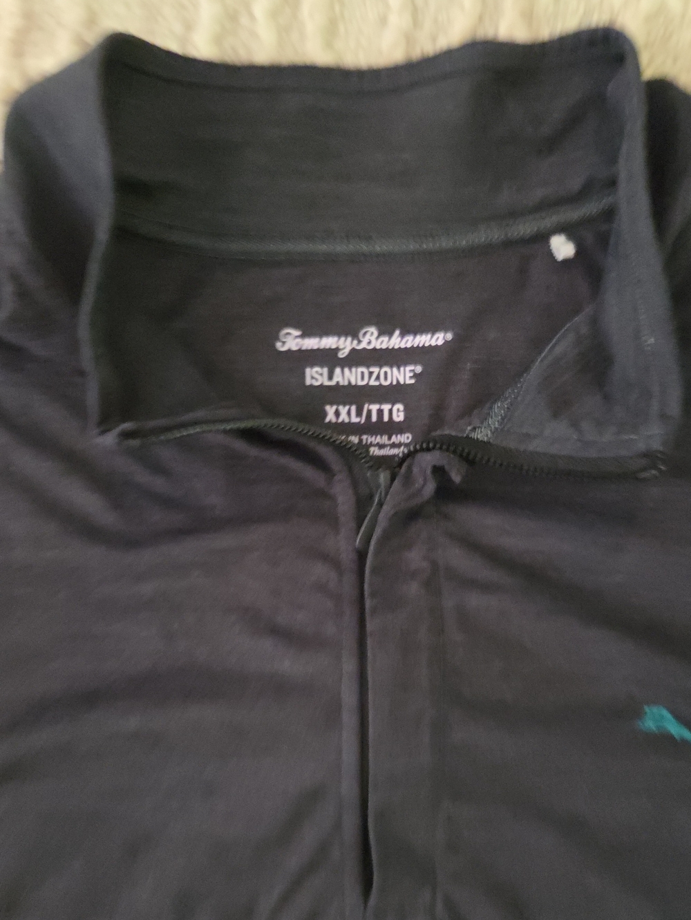 Tommy Bahama Black IslandZone Half-Zip Pullover with Teal Logo, XXL, Soft & Warm
